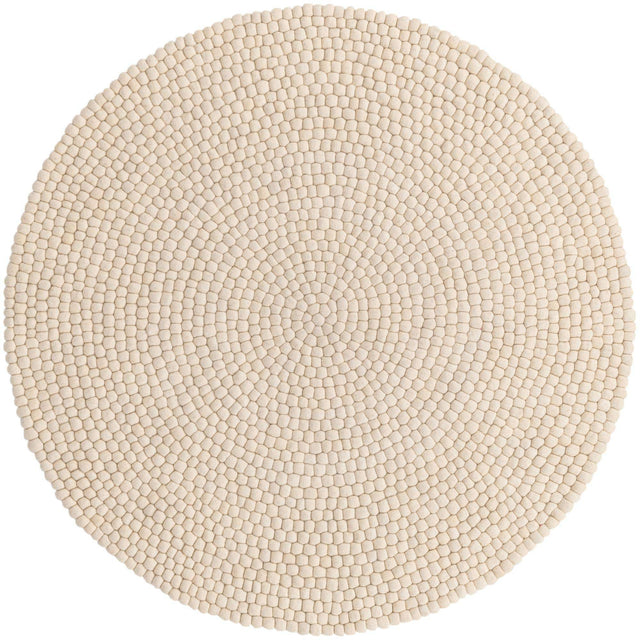 Ivory 6' 1 x 6' 1 Felt Ball Round Area Rug Stunning All Natural 100% Wool Luxury Hand Woven Carpet for Modern Home Interiors Soft Touch Marshmallow Rug for Sale at Rug Engine