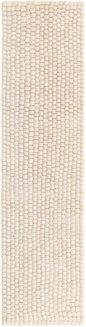 Ivory 2' x 8' Felt Ball Runner Area Rug Stunning All Natural 100% Wool Luxury Hand Woven Carpet for Modern Home Interiors Soft Touch Marshmallow Rug for Sale at Rug Engine