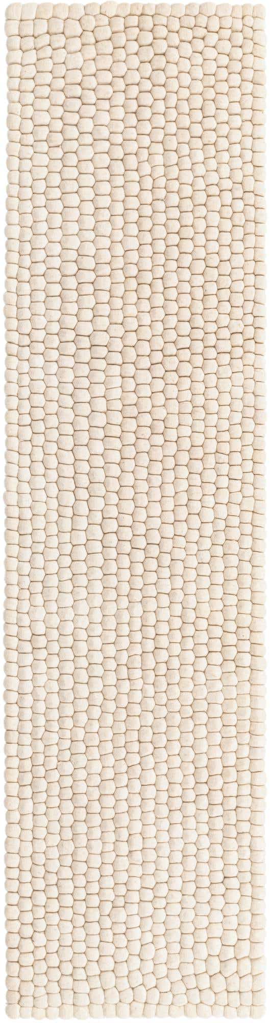 Ivory 2' x 8' Felt Ball Runner Area Rug Stunning All Natural 100% Wool Luxury Hand Woven Carpet for Modern Home Interiors Soft Touch Marshmallow Rug for Sale at Rug Engine