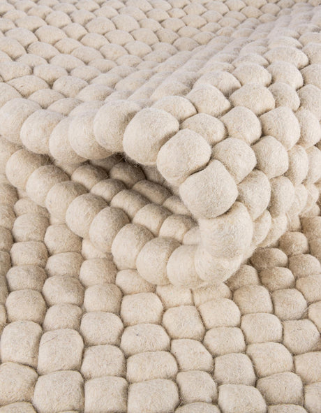 Ivory 10' x 10' Felt Ball Square Area Rug Stunning All Natural 100% Wool Luxury Hand Woven Carpet for Modern Home Interiors Soft Touch Marshmallow Rug for Sale at Rug Engine