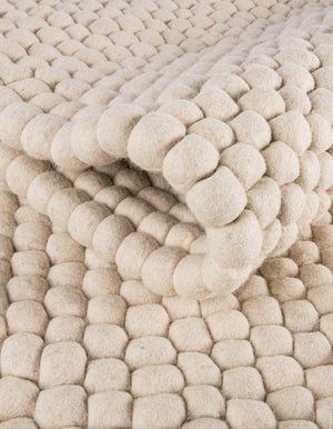 Ivory 7' 10 x 7' 10 Felt Ball Square Area Rug Stunning All Natural 100% Wool Luxury Hand Woven Carpet for Modern Home Interiors Soft Touch Marshmallow Rug for Sale at Rug Engine