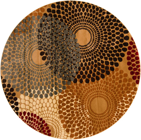 Beige 10' x 10' Barista Round Area Rug 100% Polypropylene Abstract Modern Geometric Carpet for Living Room Dining Office Dorm Room Decor for Sale at Rug Engine