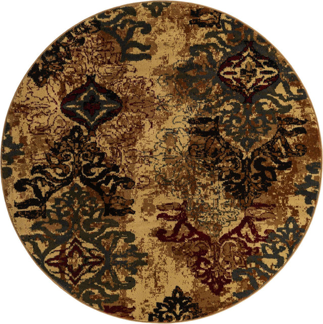 Beige 6' 1 x 6' 1 Barista Round Area Rug 100% Polypropylene Abstract Modern Geometric Carpet for Living Room Dining Office Dorm Room Decor for Sale at Rug Engine
