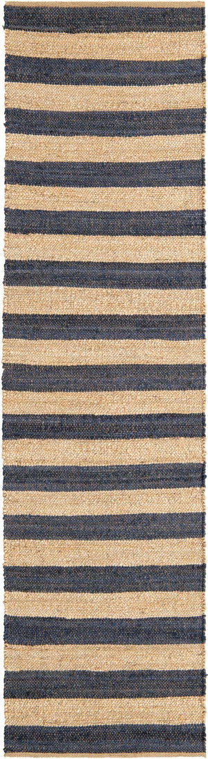 Navy Ivory 3' x 10' Braided Jute Runner Rug