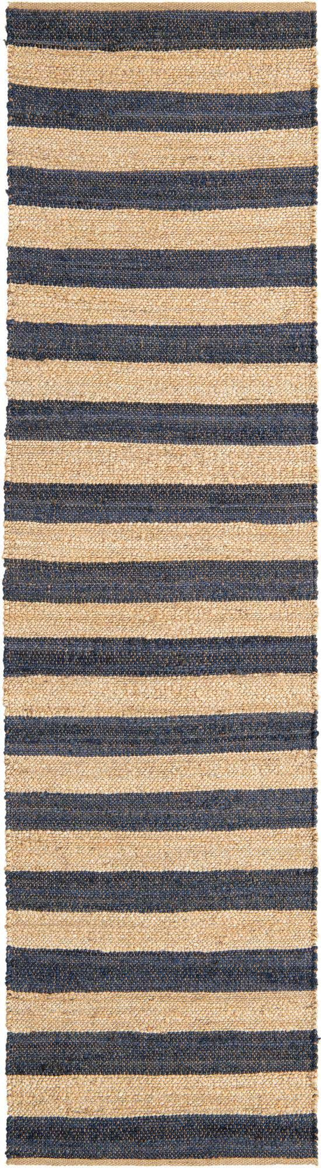 Navy Ivory 3' x 10' Braided Jute Runner Rug