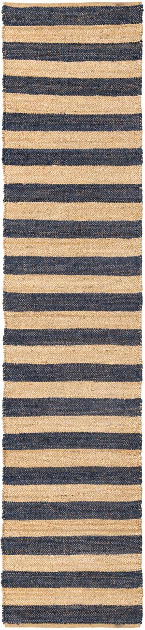 Navy Ivory 3' x 12' Braided Jute Runner Rug