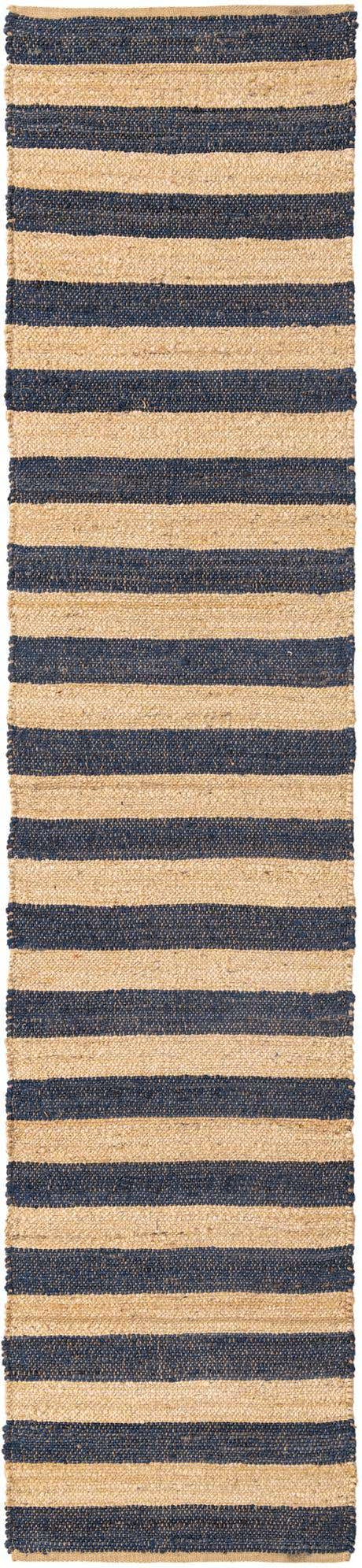 Navy Ivory 3' x 12' Braided Jute Runner Rug