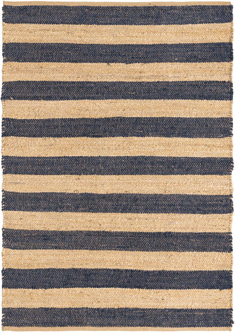 Navy Ivory 4' 1 x 6' 1 Braided Jute Rectangle Rug