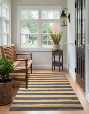 Navy Ivory 5' 1 x 8' Braided Jute Rectangle Rug