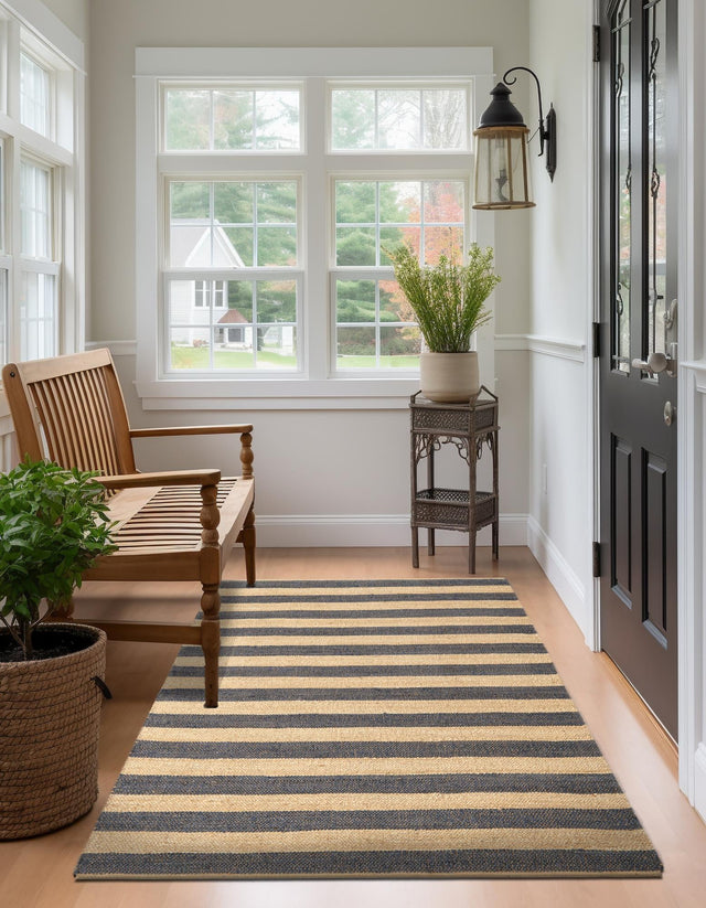 Navy Ivory 4' 1 x 6' 1 Braided Jute Rectangle Rug