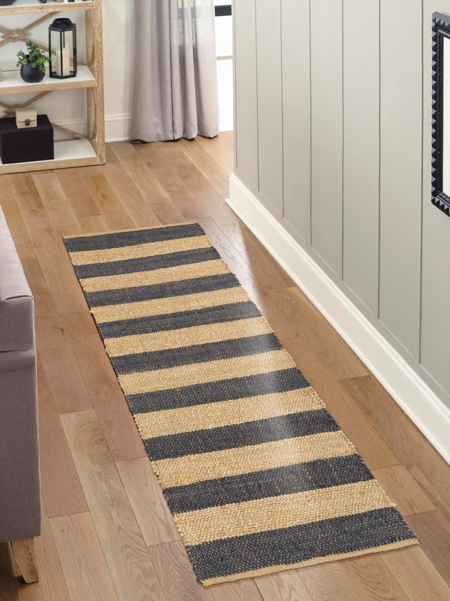 Navy Ivory 2' 7 x 12' Braided Jute Runner Area Rug 100% Jute Hand Braided Natural Eco-Friendly Boho Style Carpet for Living Rooms Dining Office Space Dorms for Sale at Rug Engine
