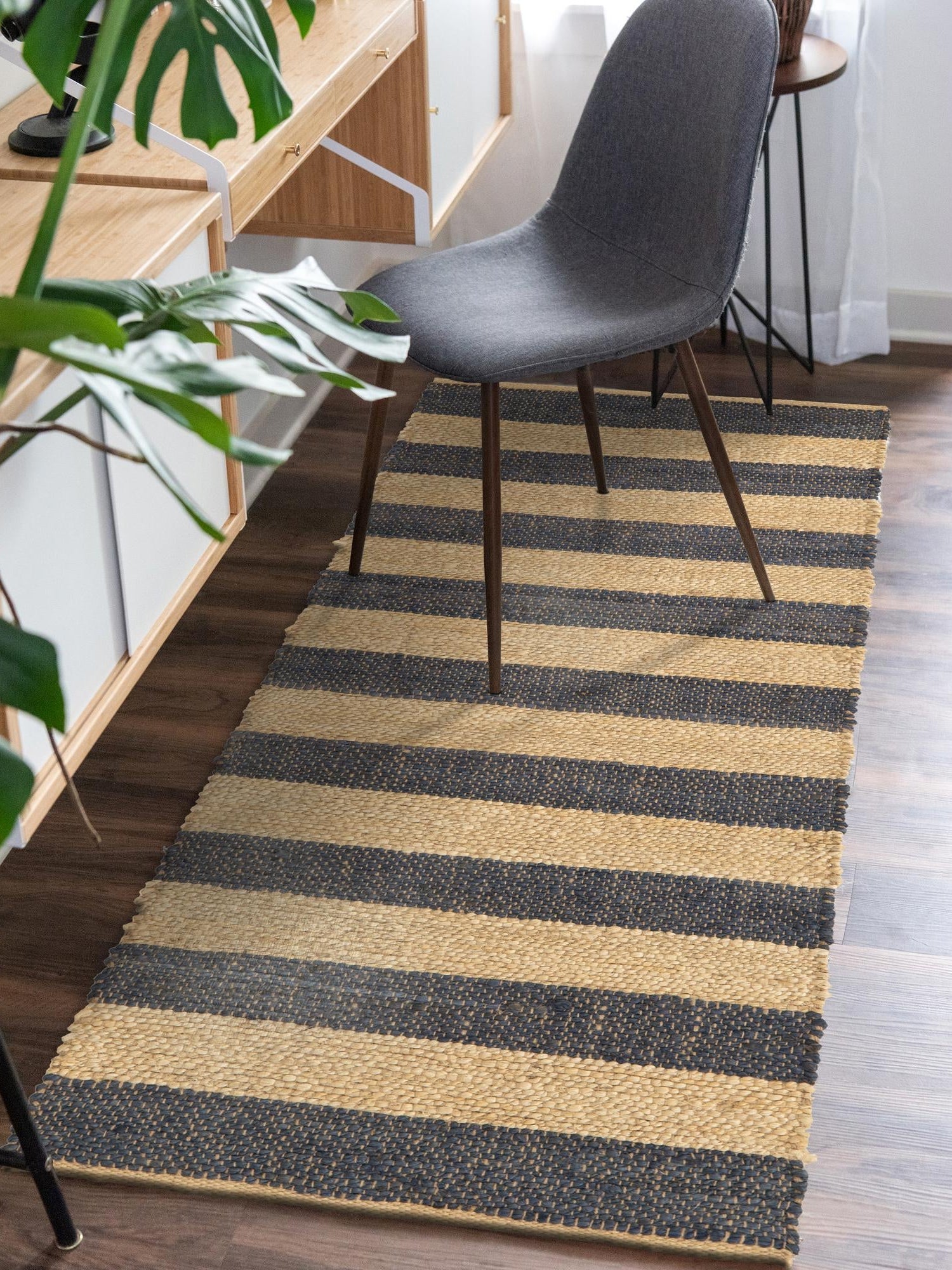 Navy Ivory 2' 2 x 6' 1 Braided Jute Runner Area Rug 100% Jute Hand Braided Natural Eco-Friendly Boho Style Carpet for Living Rooms Dining Office Space Dorms for Sale at Rug Engine