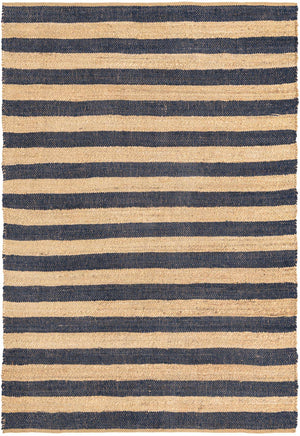 Navy Ivory 6' 1 x 9' Braided Jute Rectangle Rug