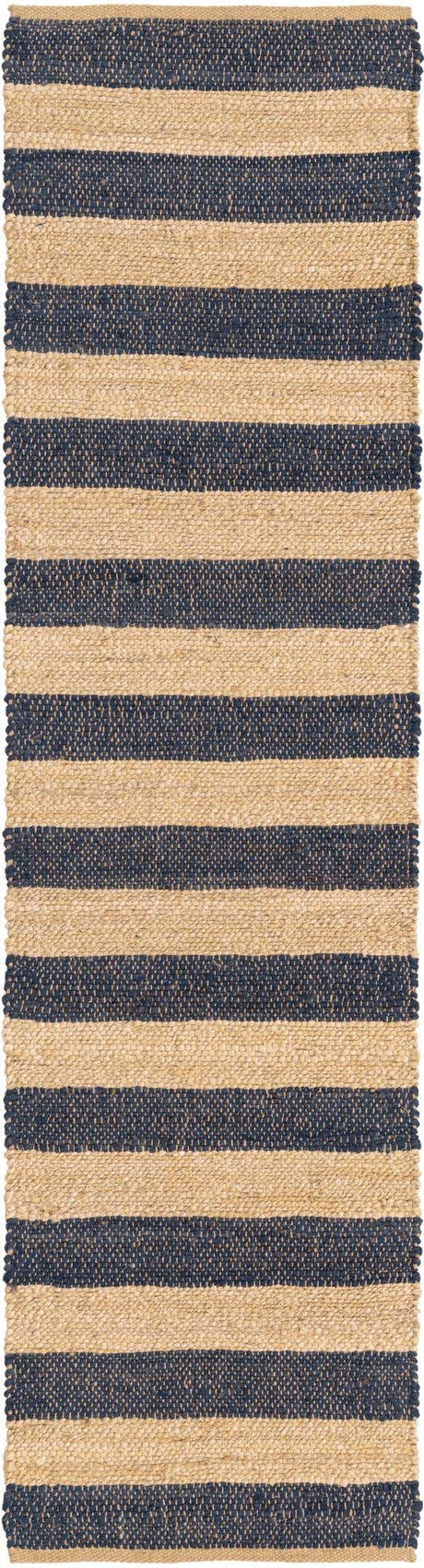 Navy Ivory 2' 2 x 8' Braided Jute Runner Rug