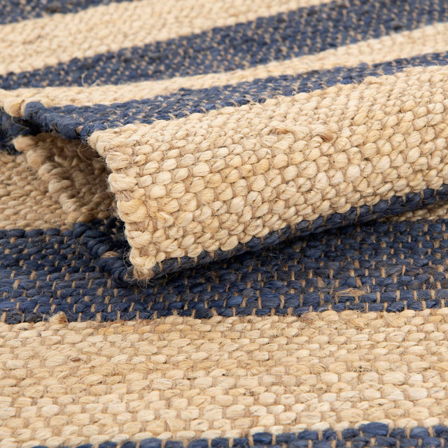 Navy Ivory 8' x 8' Braided Jute Square Rug