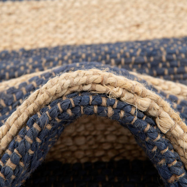 Navy Ivory 8' x 8' Braided Jute Square Rug