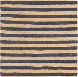Navy Ivory 8' x 8' Braided Jute Square Rug