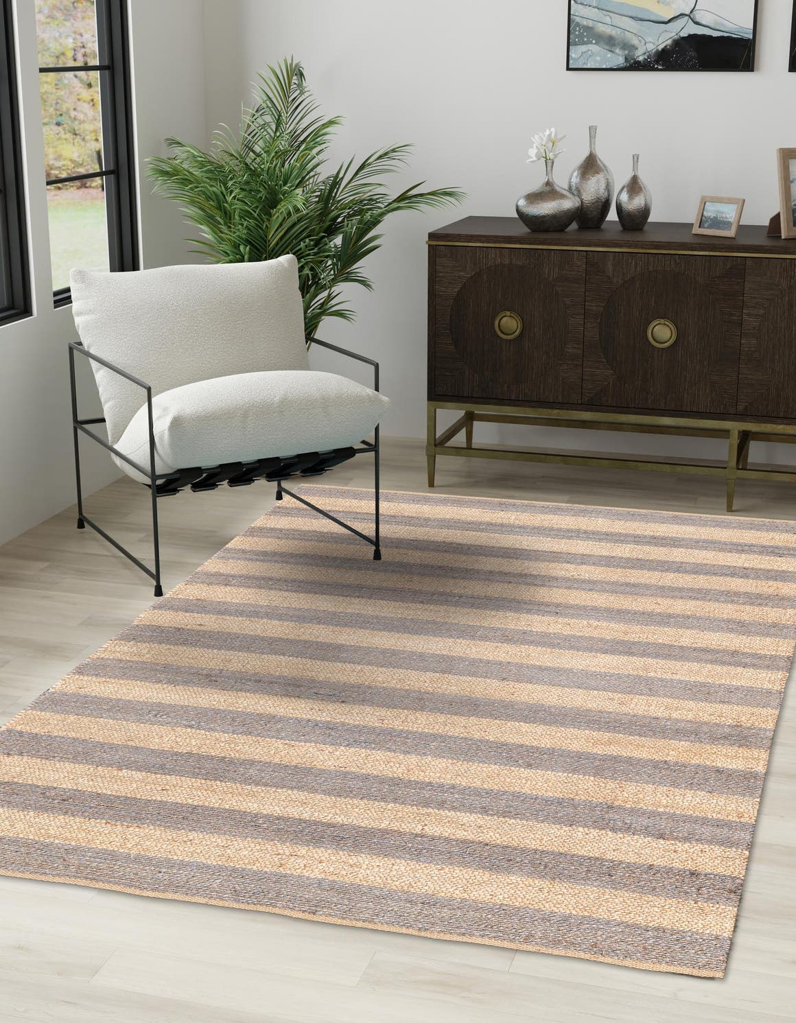 Gray Ivory 6' 1 x 9' Braided Jute Rectangle Area Rug 100% Jute Hand Braided Natural Eco-Friendly Boho Style Carpet for Living Rooms Dining Office Space Dorms for Sale at Rug Engine