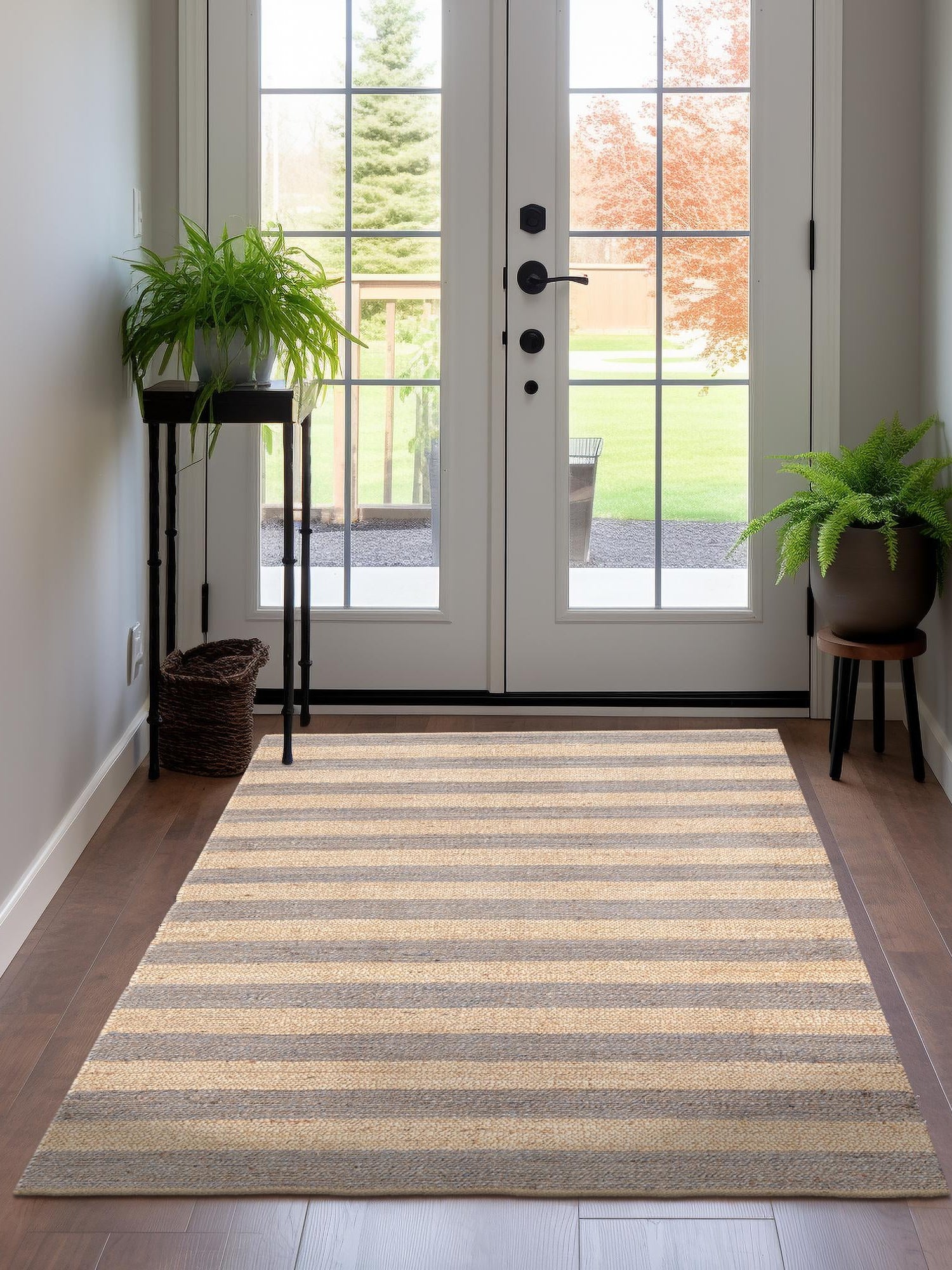 Gray Ivory 9' x 12' Braided Jute Rectangle Area Rug 100% Jute Hand Braided Natural Eco-Friendly Boho Style Carpet for Living Rooms Dining Office Space Dorms for Sale at Rug Engine