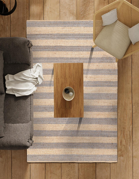 Gray Ivory 4' 1 x 6' 1 Braided Jute Rectangle Area Rug 100% Jute Hand Braided Natural Eco-Friendly Boho Style Carpet for Living Rooms Dining Office Space Dorms for Sale at Rug Engine