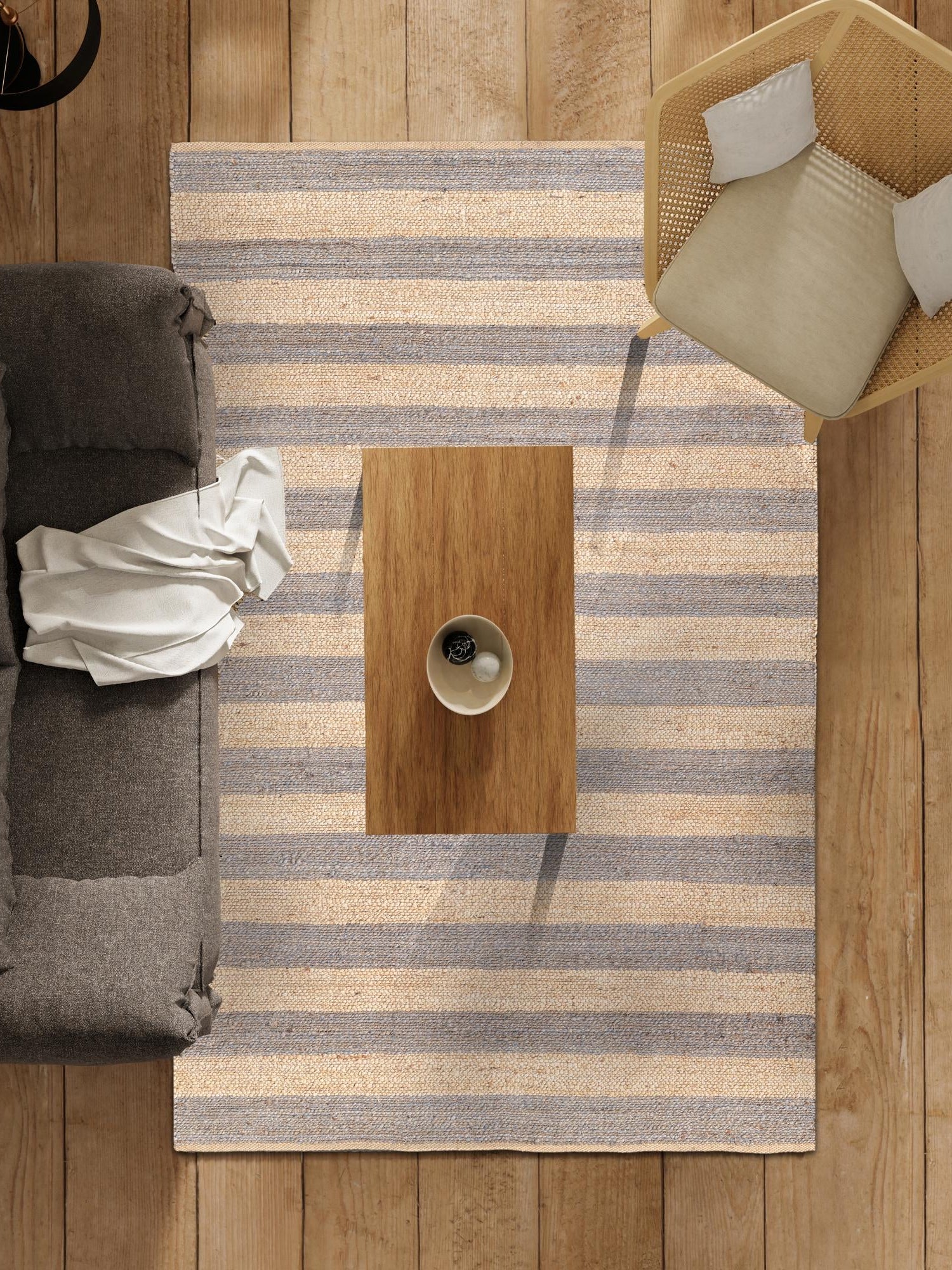 Gray Ivory 5' 1 x 8' Braided Jute Rectangle Area Rug 100% Jute Hand Braided Natural Eco-Friendly Boho Style Carpet for Living Rooms Dining Office Space Dorms for Sale at Rug Engine