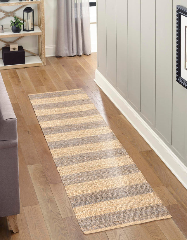 Gray Ivory 3' x 10' Braided Jute Runner Rug