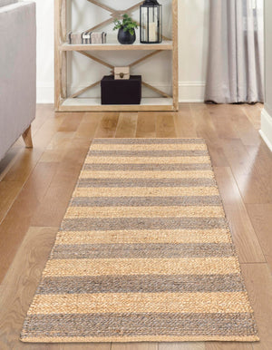 Gray Ivory 3' x 10' Braided Jute Runner Rug