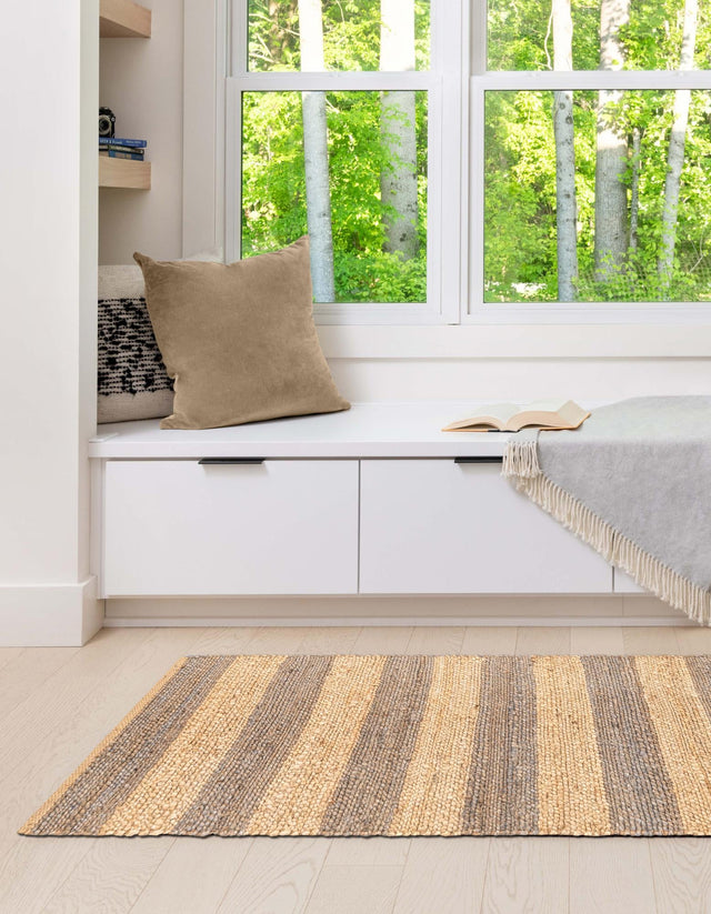 Gray Ivory 3' x 10' Braided Jute Runner Rug