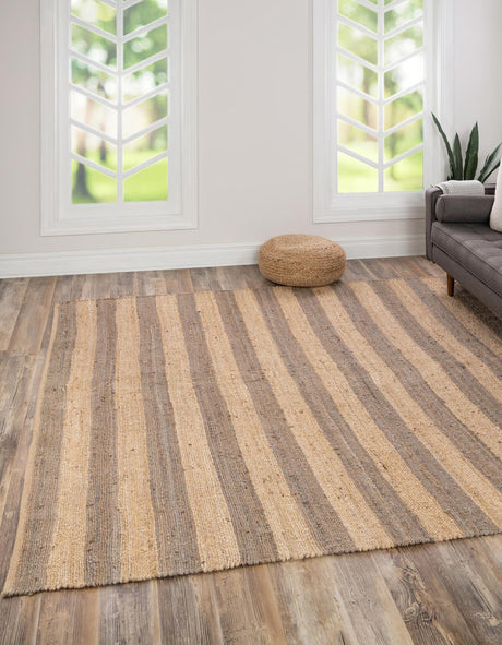 Gray Ivory 8' x 8' Braided Jute Square Rug