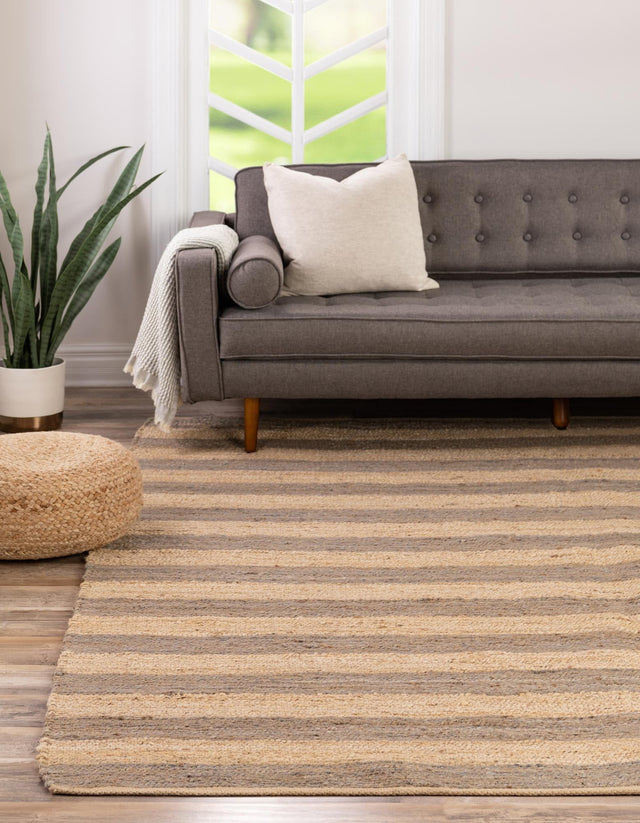 Gray Ivory 8' x 8' Braided Jute Square Rug