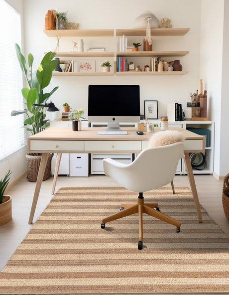 Natural Ivory 9' x 12' Braided Jute Rectangle Area Rug 100% Jute Hand Braided Natural Eco-Friendly Boho Style Carpet for Living Rooms Dining Office Space Dorms for Sale at Rug Engine