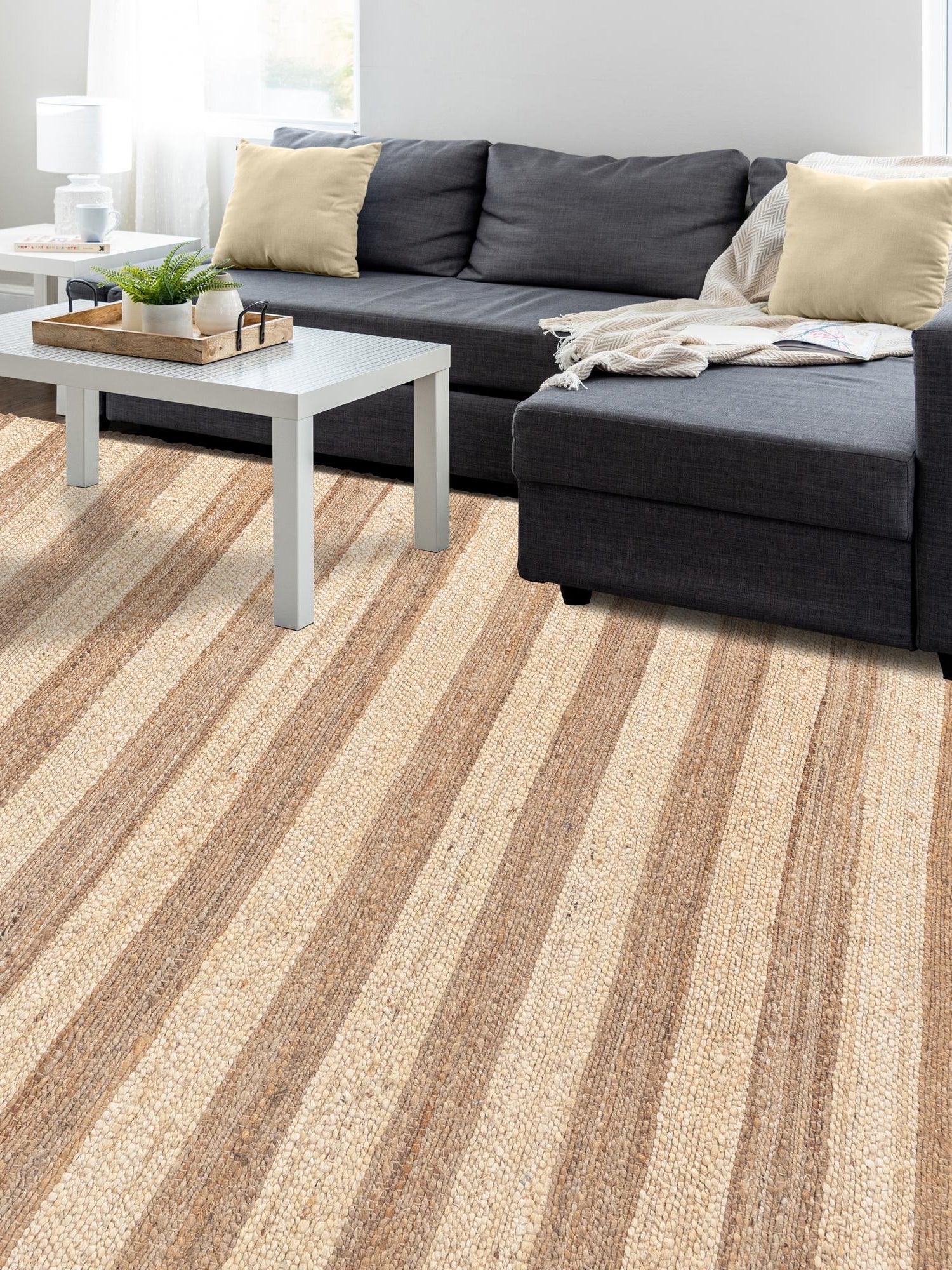 Natural Ivory 5' 1 x 8' Braided Jute Rectangle Area Rug 100% Jute Hand Braided Natural Eco-Friendly Boho Style Carpet for Living Rooms Dining Office Space Dorms for Sale at Rug Engine