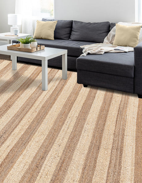 Natural Ivory 4' 1 x 6' 1 Braided Jute Rectangle Area Rug 100% Jute Hand Braided Natural Eco-Friendly Boho Style Carpet for Living Rooms Dining Office Space Dorms for Sale at Rug Engine