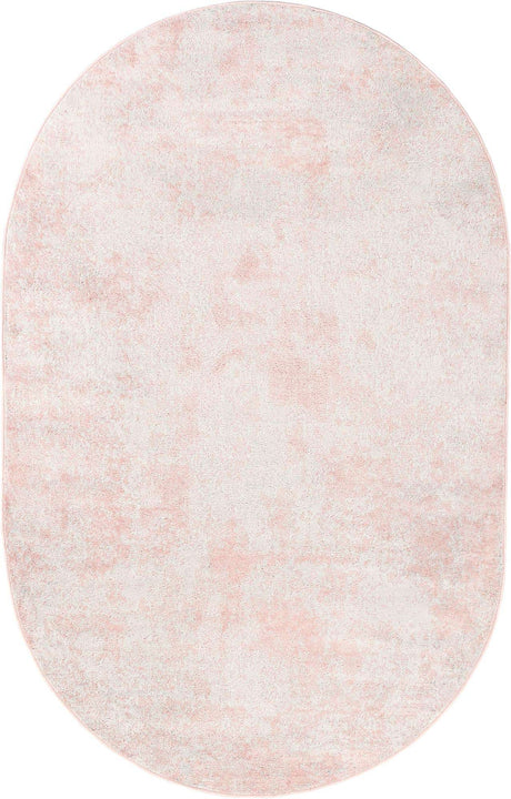 Carnation Pink 5' 3 x 8' Eos Oval Area Rug 100% Polypropylene Stain Resistant Carpet With Cotton Backing Marbled Design for Living, Dining Room, Office for Sale at Rug Engine