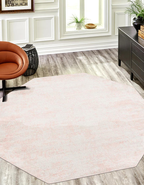 Carnation Pink 7' 1 x 7' 1 Eos Octagon Area Rug 100% Polypropylene Stain Resistant Carpet With Cotton Backing Marbled Design for Living, Dining Room, Office for Sale at Rug Engine