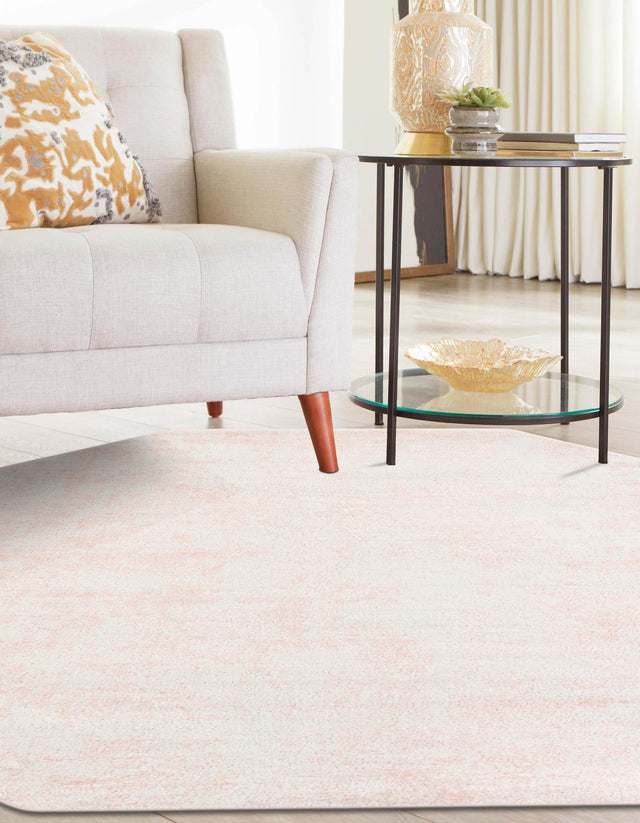 Carnation Pink 7' 1 x 7' 1 Eos Octagon Area Rug 100% Polypropylene Stain Resistant Carpet With Cotton Backing Marbled Design for Living, Dining Room, Office for Sale at Rug Engine