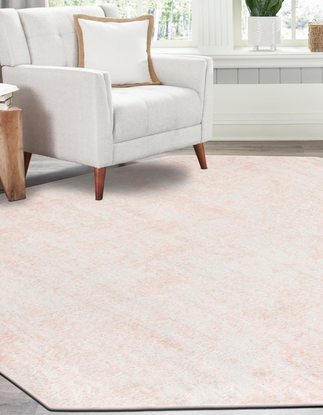 Carnation Pink 7' 1 x 7' 1 Eos Octagon Area Rug 100% Polypropylene Stain Resistant Carpet With Cotton Backing Marbled Design for Living, Dining Room, Office for Sale at Rug Engine