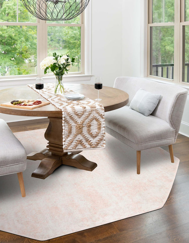 Carnation Pink 7' 1 x 7' 1 Eos Octagon Area Rug 100% Polypropylene Stain Resistant Carpet With Cotton Backing Marbled Design for Living, Dining Room, Office for Sale at Rug Engine