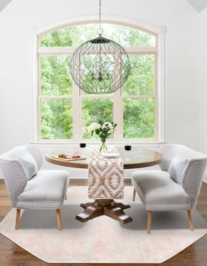 Carnation Pink 7' 1 x 7' 1 Eos Octagon Area Rug 100% Polypropylene Stain Resistant Carpet With Cotton Backing Marbled Design for Living, Dining Room, Office for Sale at Rug Engine