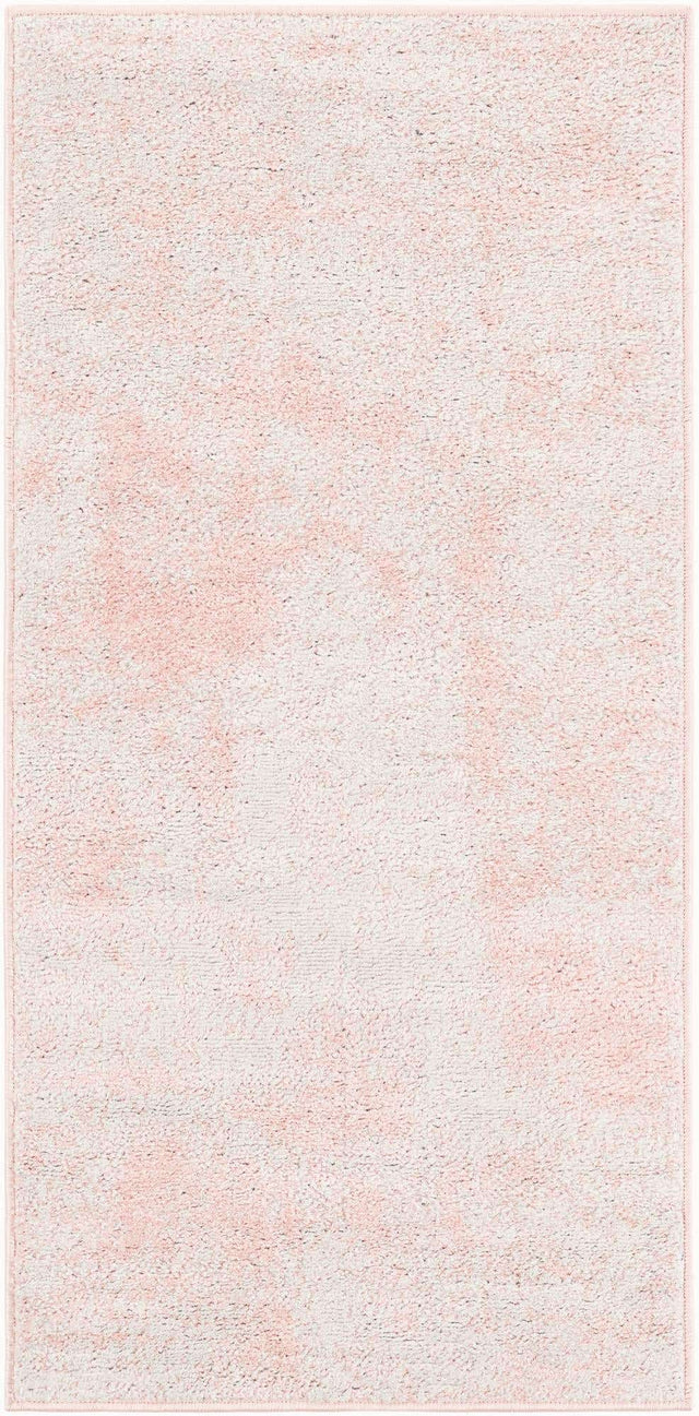 Carnation Pink 2' x 4' 1 Eos Runner Area Rug 100% Polypropylene Stain Resistant Carpet With Cotton Backing Marbled Design for Living, Dining Room, Office for Sale at Rug Engine
