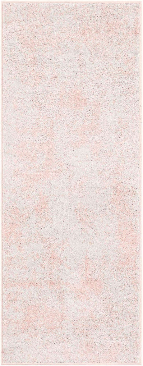 Carnation Pink 2' x 5' 3 Eos Runner Area Rug 100% Polypropylene Stain Resistant Carpet With Cotton Backing Marbled Design for Living, Dining Room, Office for Sale at Rug Engine