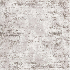 Stone Gray 4' 1 x 4' 1 Eos Square Area Rug 100% Polypropylene Stain Resistant Carpet With Cotton Backing Marbled Design for Living, Dining Room, Office for Sale at Rug Engine