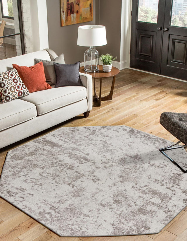 Stone Gray 7' 1 x 7' 1 Eos Octagon Area Rug 100% Polypropylene Stain Resistant Carpet With Cotton Backing Marbled Design for Living, Dining Room, Office for Sale at Rug Engine
