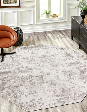 Stone Gray 7' 1 x 7' 1 Eos Octagon Area Rug 100% Polypropylene Stain Resistant Carpet With Cotton Backing Marbled Design for Living, Dining Room, Office for Sale at Rug Engine