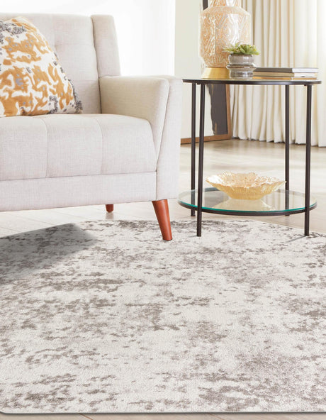 Stone Gray 7' 1 x 7' 1 Eos Octagon Area Rug 100% Polypropylene Stain Resistant Carpet With Cotton Backing Marbled Design for Living, Dining Room, Office for Sale at Rug Engine