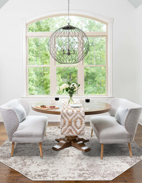 Stone Gray 7' 1 x 7' 1 Eos Octagon Area Rug 100% Polypropylene Stain Resistant Carpet With Cotton Backing Marbled Design for Living, Dining Room, Office for Sale at Rug Engine