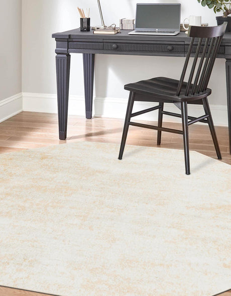 Sand 7' 1 x 7' 1 Eos Octagon Area Rug 100% Polypropylene Stain Resistant Carpet With Cotton Backing Marbled Design for Living, Dining Room, Office for Sale at Rug Engine