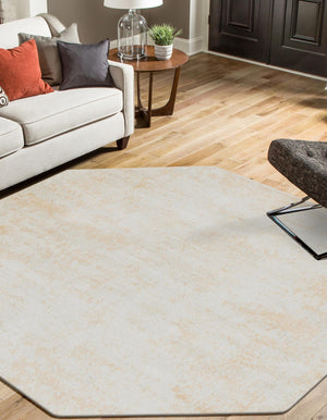 Sand 7' 1 x 7' 1 Eos Octagon Area Rug 100% Polypropylene Stain Resistant Carpet With Cotton Backing Marbled Design for Living, Dining Room, Office for Sale at Rug Engine