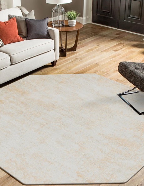 Sand 7' 1 x 7' 1 Eos Octagon Area Rug 100% Polypropylene Stain Resistant Carpet With Cotton Backing Marbled Design for Living, Dining Room, Office for Sale at Rug Engine