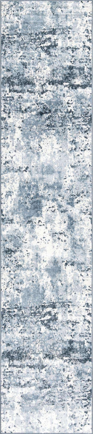Vintage Blue 2' 7 x 10' Eos Runner Area Rug 100% Polypropylene Stain Resistant Carpet With Cotton Backing Marbled Design for Living, Dining Room, Office for Sale at Rug Engine